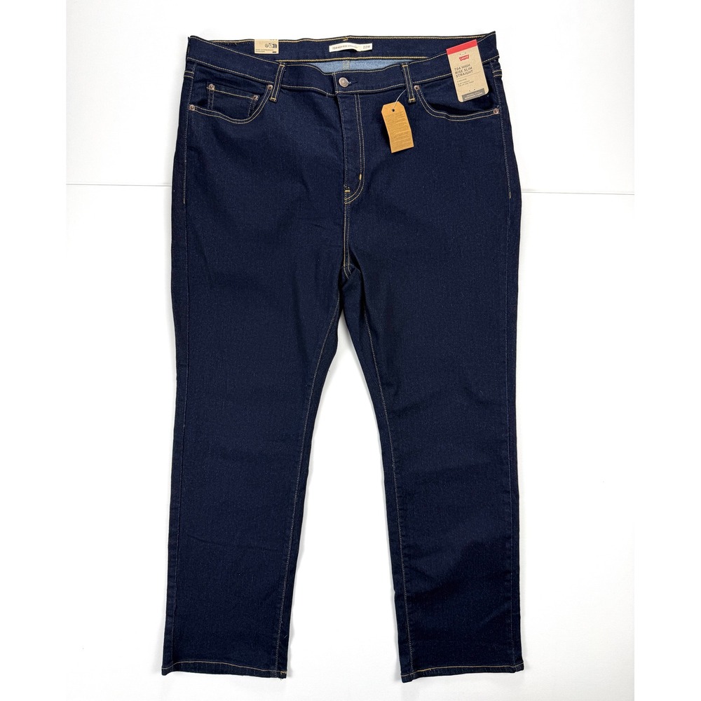 NWT Levis 724 High Rise Slim Straight Jeans Womens Plus 22W 29 Dark Wash #3002